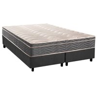 Cama Box Queen: Colchão Espuma D45 Paropas Anatômico Confort Mega Firme+Base CRC Suede Gray-158x198