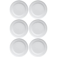 Conjunto 6 Pratos Rasos Porcelana 25cm Branco Relevo Cottage Redondo Germer