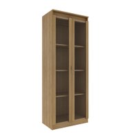 Cristaleira Vertical 2 Portas de Vidro 3 Prateleiras 160,5cmx60cm CR6004 Amendoa