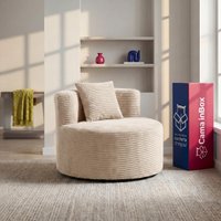 Poltrona Redonda Lena Xpand Tech Tecido Velourê Bege Cama inBox