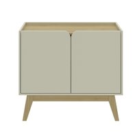 Balcão Aparador 90 Cm Moderno Sofisticado com 2 Portas Minimalistas e Pé De Madeira  Carvalho