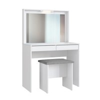 Penteadeira Camarin Com 2 Gavetas E Banco Estofado Branco