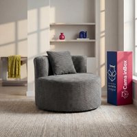 Poltrona Redonda Lena Xpand Tech Tecido Velourê Cinza Escuro Cama inBox