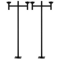 Kit 2 Postes Duplos para Praça Jardim Preto 2,2m em Alumínio Global Dital sem Globo