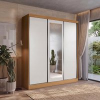 Guarda Roupas Casal 3 Portas de Correr 3 Espelhos Kappesberg Tapajós/Branco 180cm