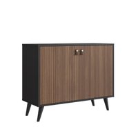 Aparador Buffet Retrô Com 2 Portas Preto Freijó