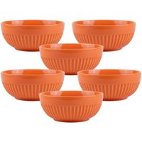 Kit 6 Tigelas Laranja Bowl 15cm 630ml Germer Porcelana Média Canelado Assar e Servir