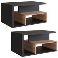 Kit 2 Mesa de Centro Para Sala 68 cm B92 Preto Montana NOVAM