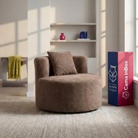 Poltrona Redonda Lena Xpand Tech Tecido Velourê Marrom Cama inBox