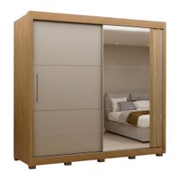 Guarda Roupas Casal com Espelho 2 Portas de Correr 4 Gavetas 100% MDF Imola