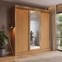 Guarda Roupas Casal 3 Portas de Correr 3 Espelhos Kappesberg Tapajós/Canela 208cm
