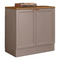 Balcao Com Tampo 80 cm 2 Portas Unna Gris Carvalho Oak Poliman