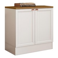 Balcao Com Tampo 80 cm 2 Portas Unna Branco Carvalho Oak Poliman