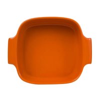 Travessa Quadrada Porcelana Germer 21x21cm Laranja 2L Assar e Servir com Alças Laterais