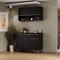 Armário de Cozinha Compacta Atlanta Jolie Carraro Preto Touch