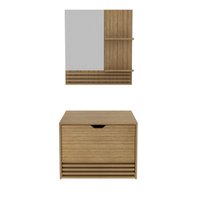 Conjunto Para Banheiro Balcão Com Espelho Sem Cuba 60Cm Bn3689 Tecnomobili Amendoa