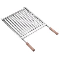 Grelha para Churrasqueira 70x40cm Inox Coletor De Gordura Cabos Em Madeira Utimil