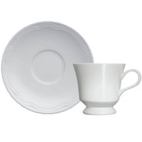 Jogo 36 Xicaras de Café com Pires 80ml Cottage Germer Porcelana Branca Padaria Cafeteria Hotel