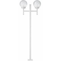 Poste Duplo Globo para Jardim Branco 2,2m Alumínio E27 Bivolt Luminária Externa Global Dital