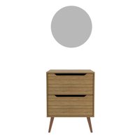 Conjunto Para Banheiro Balcão Com Espelho Redondo Sem Cuba 60Cm Bn3690 Tecnomobili Amendoa