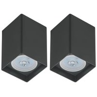Kit 2 Spots de Sobrepor Preto em Termoplástico Lâmpada Par20 Dital Quadrado Alto Elegante