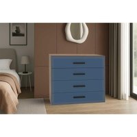 Cômoda Solteiro Valência c/4 Gavetas Freijo/Azul - Politorno