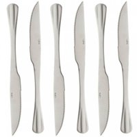Jogo 6 Facas de Churrasco Inox 23cm Positano Lyor Serrilhada Cortar Carne Mesa Posta