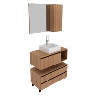 Conjunto Para Banheiro Bn3616 Amêndoa Com Cuba Branca 35X34Cm Tecnomobili