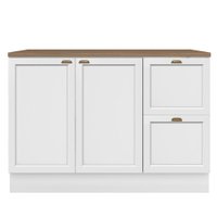 Balcao Com Tampo 120 cm 2 Portas 2 Gavetas Unna Branco Carvalho Oak POLIMAN