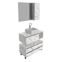 Conjunto Para Banheiro Bn3617 Mármore Branco Com Cuba Branca 35X34Cm Tecnomobili