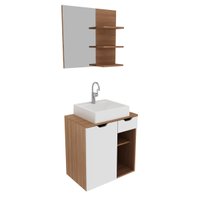 Conjunto Para Banheiro Bn3619 Amêndoa/Branco Com Cuba Branca 35X34Cm Tecnomobili