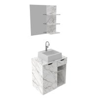Conjunto Para Banheiro Bn3620 Mármore Branco Com Cuba Branca 35X34Cm Tecnomobili