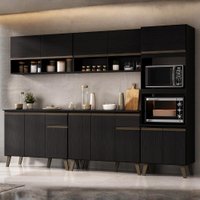 Armário de Cozinha Completa Atlanta Total Carraro Preto Touch