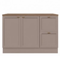 Balcao Com Tampo 120 cm 2 Portas 2 Gavetas Unna Gris Carvalho Oak POLIMAN