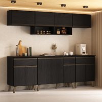 Armário de Cozinha Completa Atlanta Smart Carraro Preto Touch
