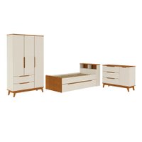 Quarto Infantil Completo 4 Peças Crescer Kappesberg Argila/Jequetiba