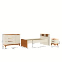 Quarto Infantil com Cômoda 3 Peças Crescer Kappesberg Argila/Jequetiba