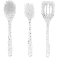 Colher, espátula vazada e espatula de silicone cor MARMORE