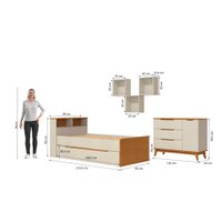 Quarto Infantil com Cama Auxiliar Crescer Kappesberg Argila/Jequetiba
