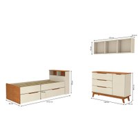 Quarto Infantil Completo 6 Peças Crescer Kappesberg Argila/Jequetiba
