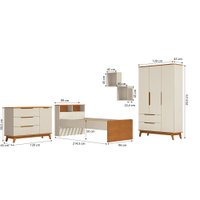 Quarto Infantil com 2 Nichos 5 Peças Crescer Kappesberg Argila/Jequetiba