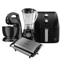 Kit Britânia com Air Fryer 5,5L/ Batedeira 4,3L /Grill/Sanduicheira e Liquidificador Diamante