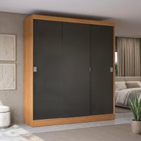 Guarda-Roupa 3 Portas de Correr Kappesberg Canela/Preto Fosco 180cm