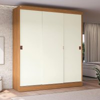 Guarda-Roupa 3 Portas de Correr Kappesberg Canela/Off White 180cm