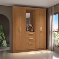 Guarda-Roupa 4 Portas de Bater com Espelho Kappesberg Canela 160cm