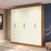 Guarda-Roupa 6 Portas de Bater Kappesberg Canela/Off White 180cm