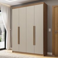 Guarda-Roupa Solteiro 4 Portas Batentes Rustic/Crema/Rustic Venus Madesa