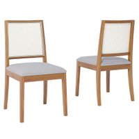Kit 2 Cadeiras Estofadas Madeira Tauari 20725 Linho Cinza NATUEM