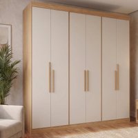Guarda-Roupa Casal 6 Portas 2 Gavetas 206cm Multimóveis CR35456 Carvalho Nature/Off White