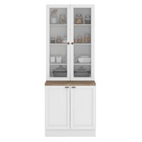 Paneleiro Cristaleira 4 Portas 213x70 cm Unna Branco POLIMAN